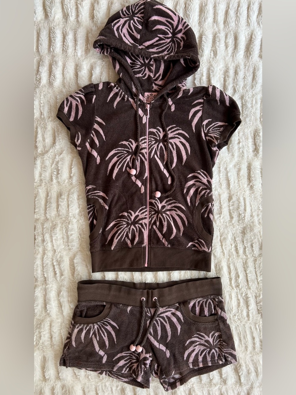 Y2K Vintage Juicy Couture Terry Set Made in USA Palm Tree